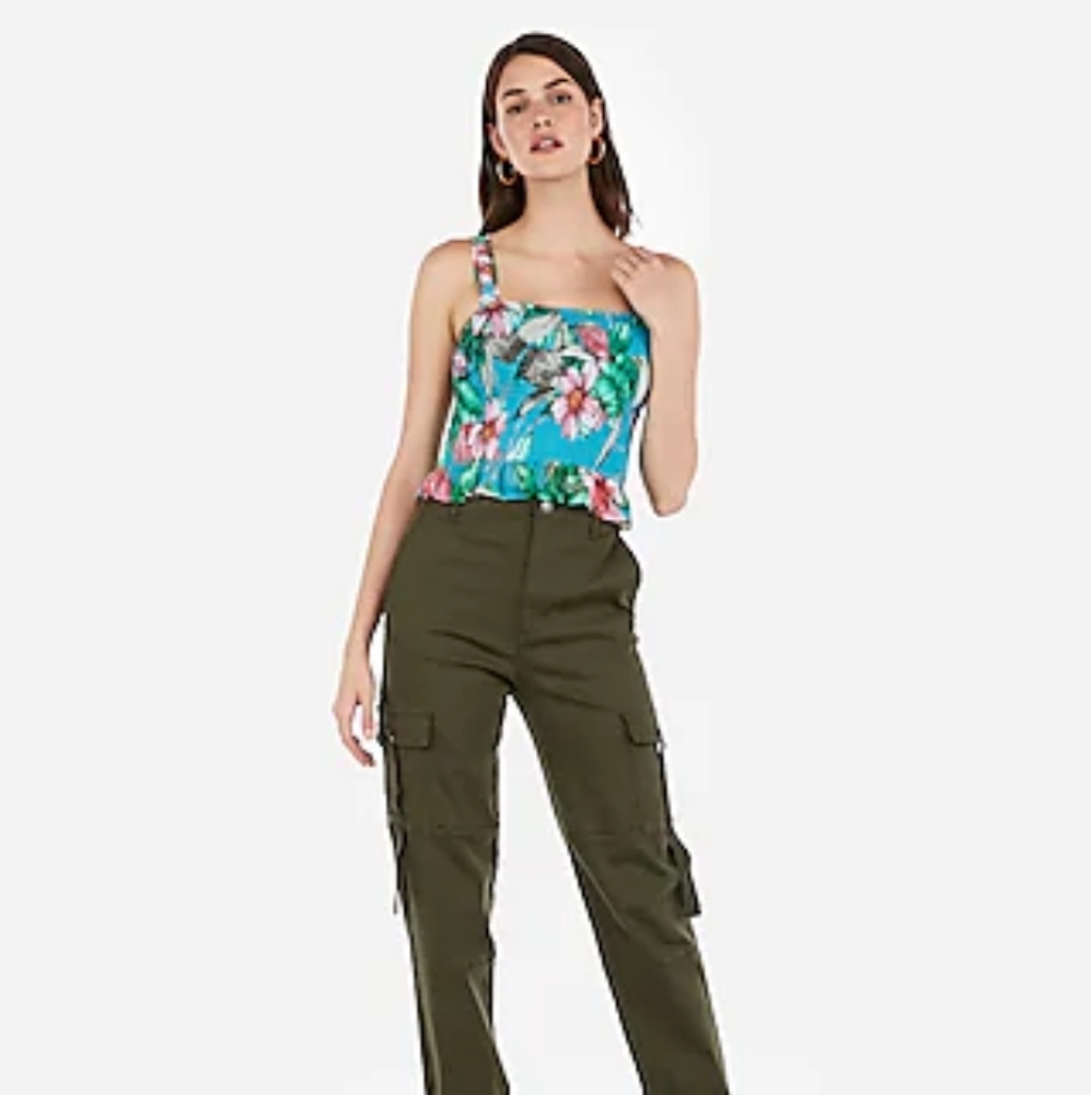 NWT Express floral smocked tank top